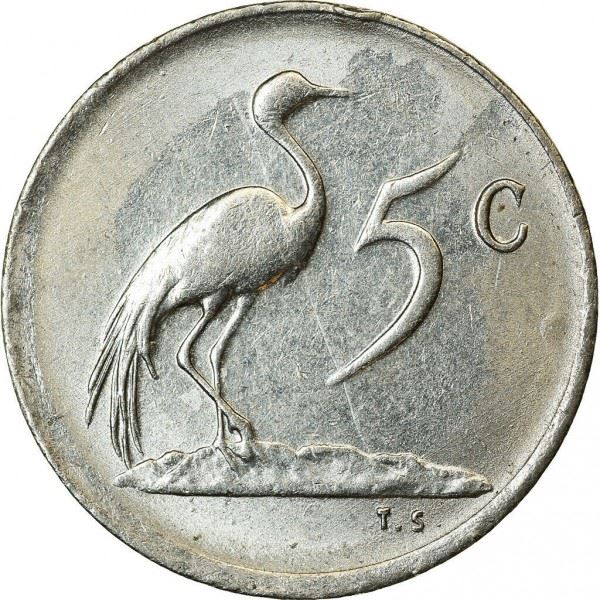 Moneta da 5 centesimi Sudafrica | Jacobus J. Fouche | KM93 | 1976