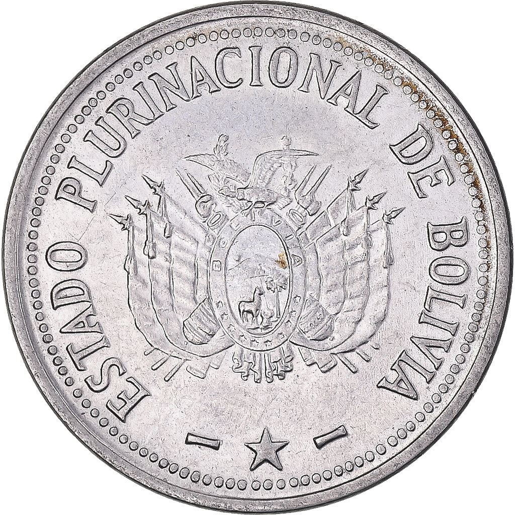 Bolivia | 50 Centavos | Stainless steel | Coat of Arms | KM:216 | 2010-2025