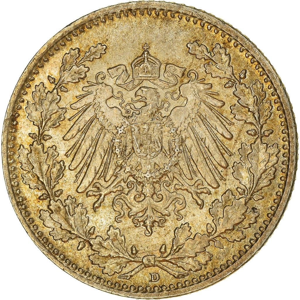 German Empire 1/2 Mark Coin | Deutsches Reich | Wilhelm II | Type 2 | KM17 | 1905 - 1919