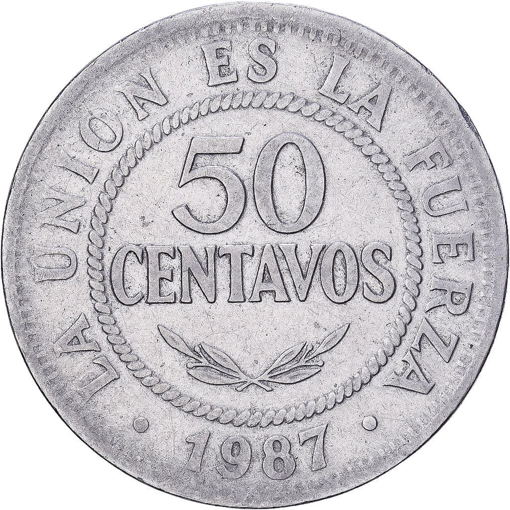 Bolivia | munt van 50 centavos | roestvrij staal | wapen | KM:204 | 1987-2008