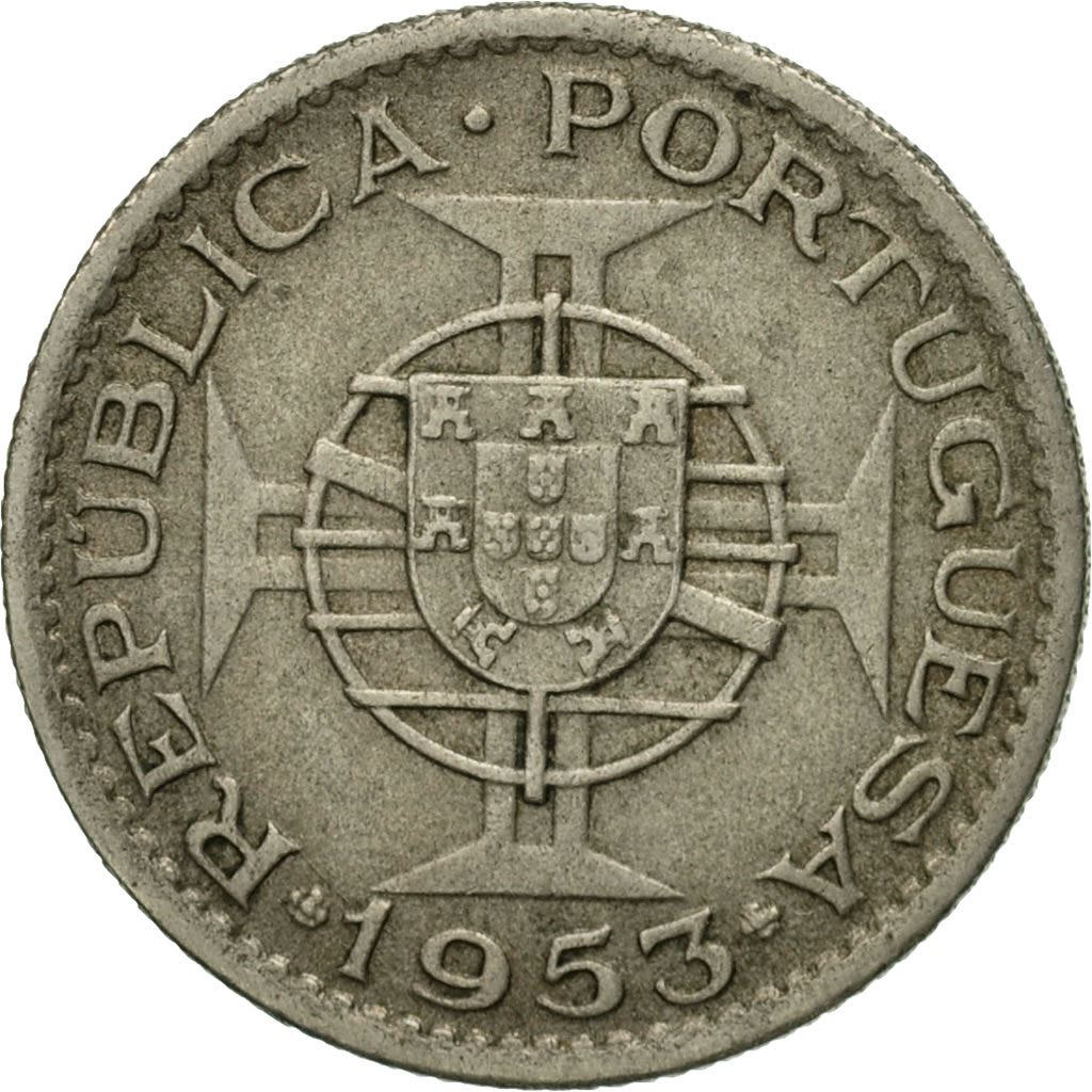 Angola | 2.50 Escudos Coin | Horse | Elephant | Shield | Km:77 | 1953 - 1974