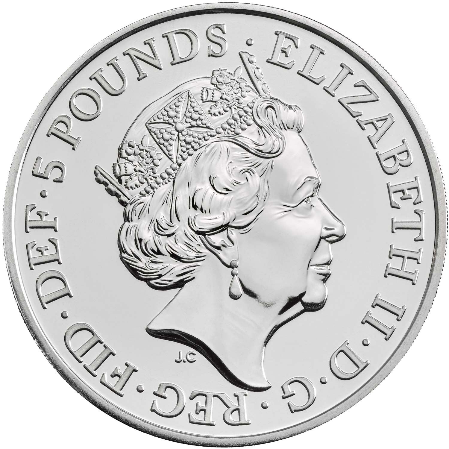United Kingdom | British 5 Pounds Coin | Queen Elizabeth II | Griffin of Edward III | 2021