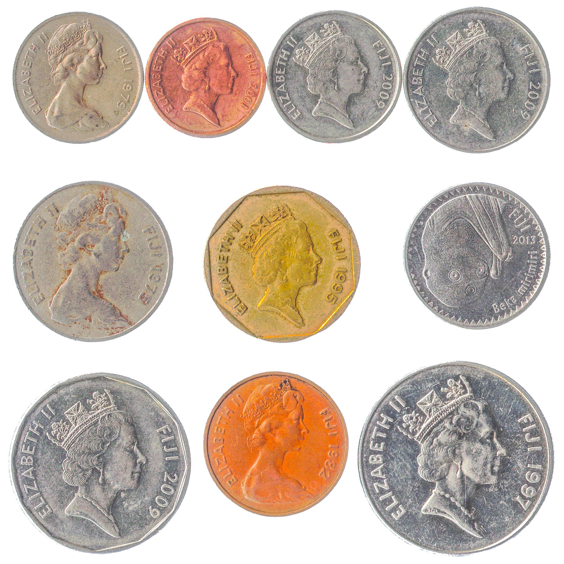 Fiji 10 Mixed Coins 1 Dollar | Elizabeth II | 1969 - 2020