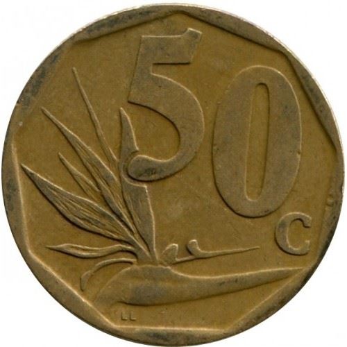 South Africa 50 Cents Xhosa Legend - uMzantsi Afrika Coin KM294 2005