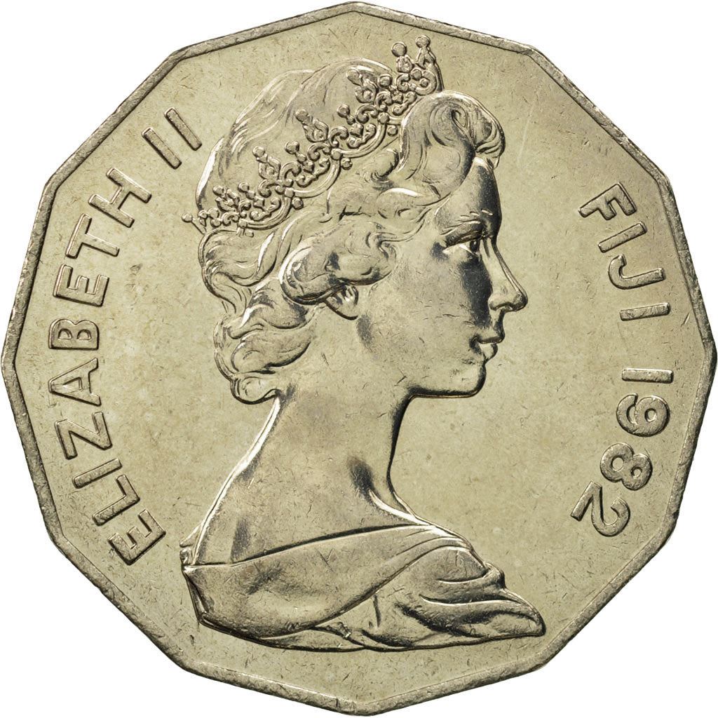 Fiji | 50 Cents Coin | Elizabeth II | Polynesian Boat | KM36 | 1975 - 1984