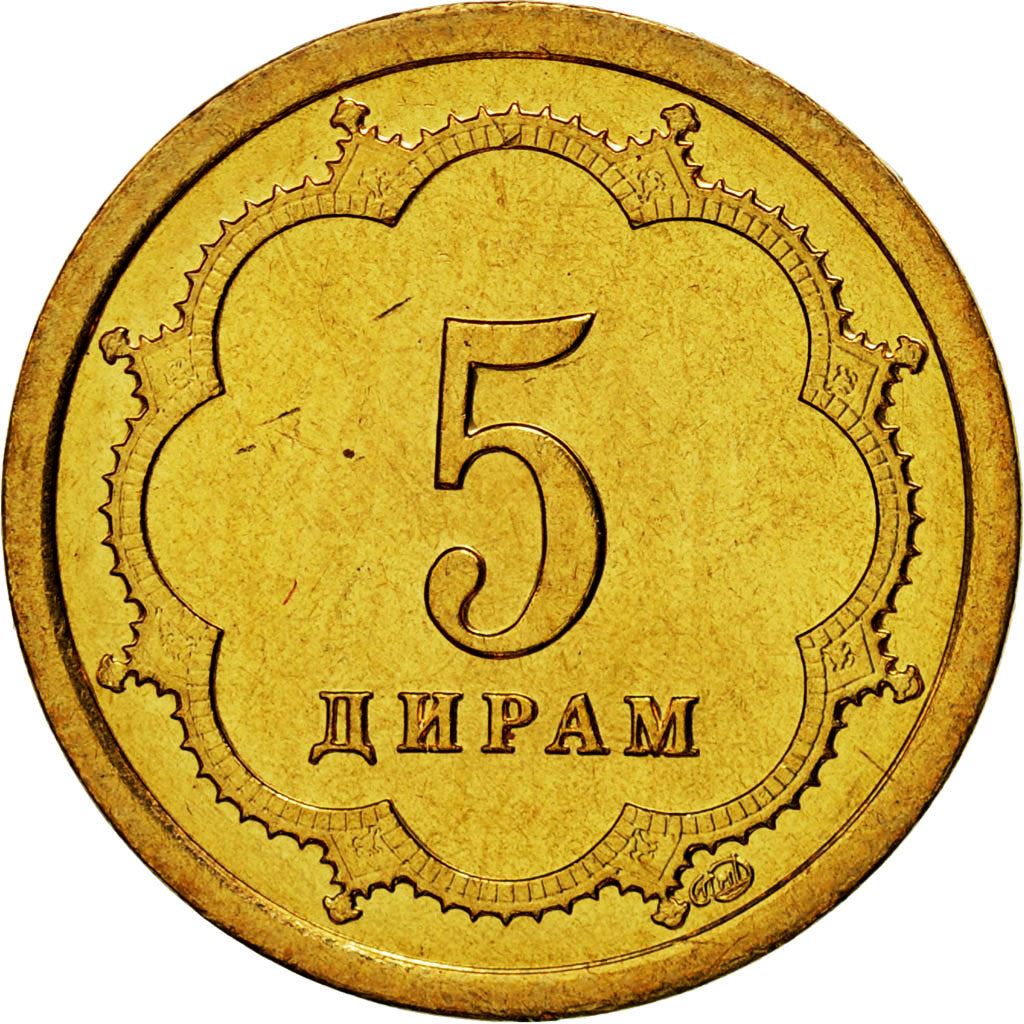 Tajikistan | 5 Diram Coin | Crown | Stars | Small Value | Km:2.1 | 2001