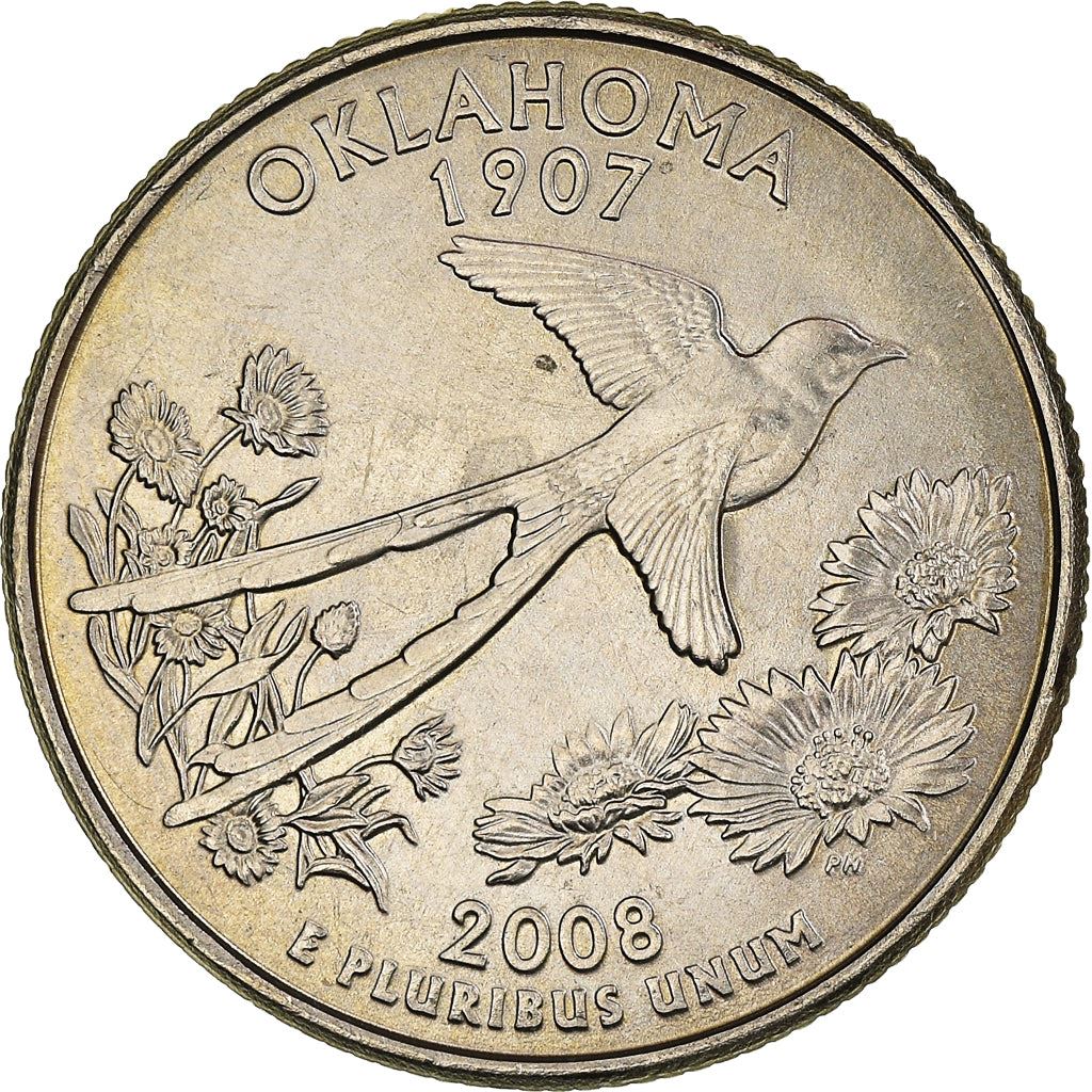 United States | 1/4 Dollar Coin | Oklahoma | Km:421 | 2008