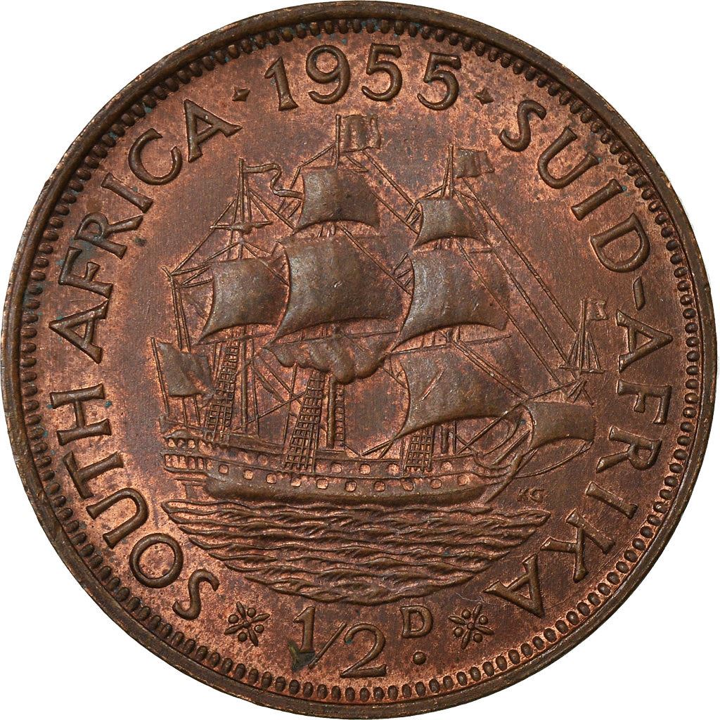 South Africa 1/2 Penny Coin | Elizabeth II 1st portrait | KM45 | 1953 - 1960