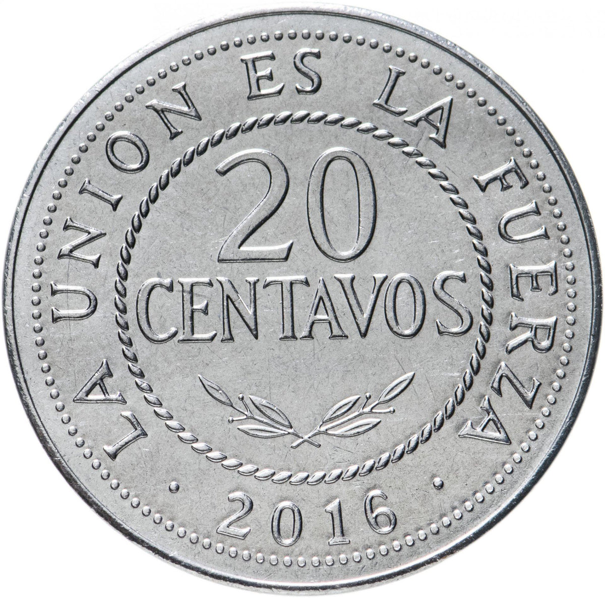 Bolivia | 20 Centavos Coin | Stainless steel | Coat of Arms | KM:215 | 2010-2016