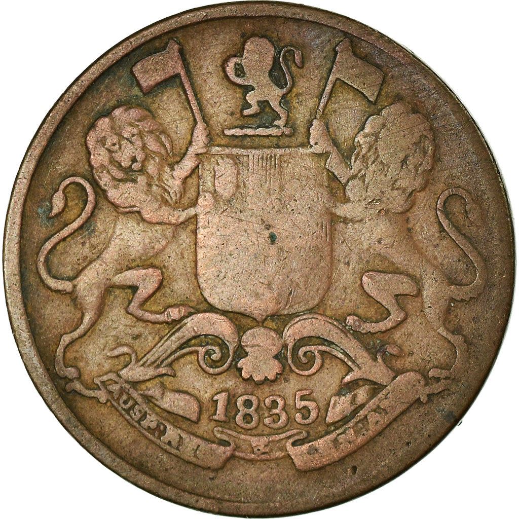India - British | 1/12 Anna Coin | East India Company | Km:445 | 1835 - 1848