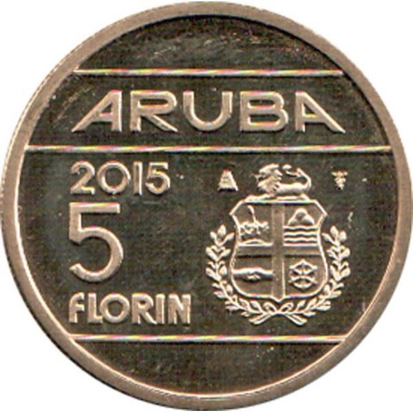 Pièce de 5 Florins Aruba | Roi Willem Alexander | KM58 | 2014 - 2016