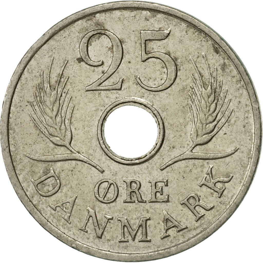 Denmark | 25 Ore Coin | Monogram | Km:855 | 1966 - 1972