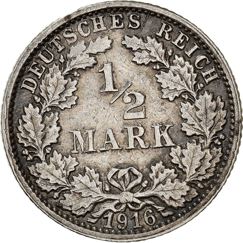 German Empire 1/2 Mark Coin | Deutsches Reich | Wilhelm II | Type 2 | KM17 | 1905 - 1919