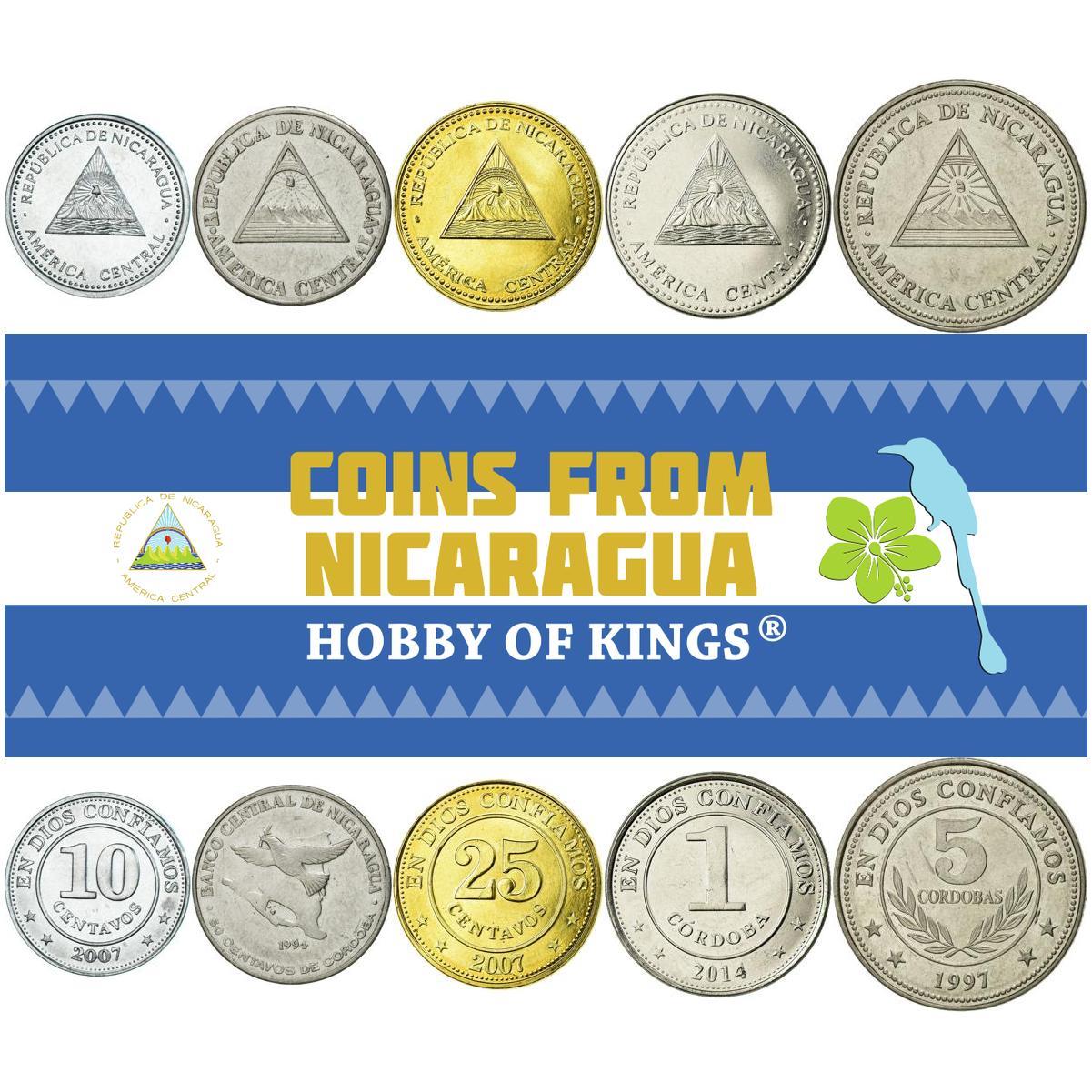 5 Mixed Coins From Nicaragua | 1981 - 2024