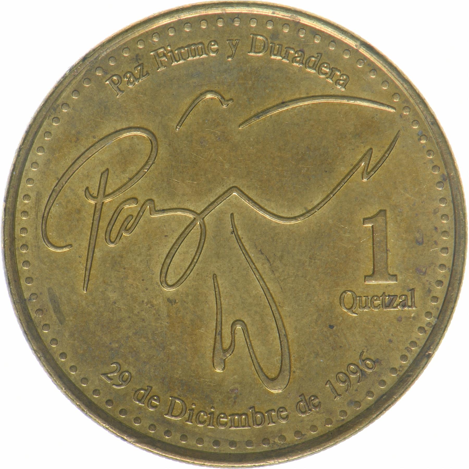 Guatemala | 1 Quetzal Coin | Stylized peace dove | KM:284a | 2013 - 2023