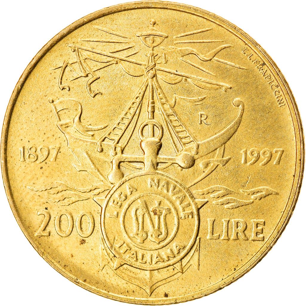 Italy | 200 Lire Coin | Naval League | Km:186 | 1997