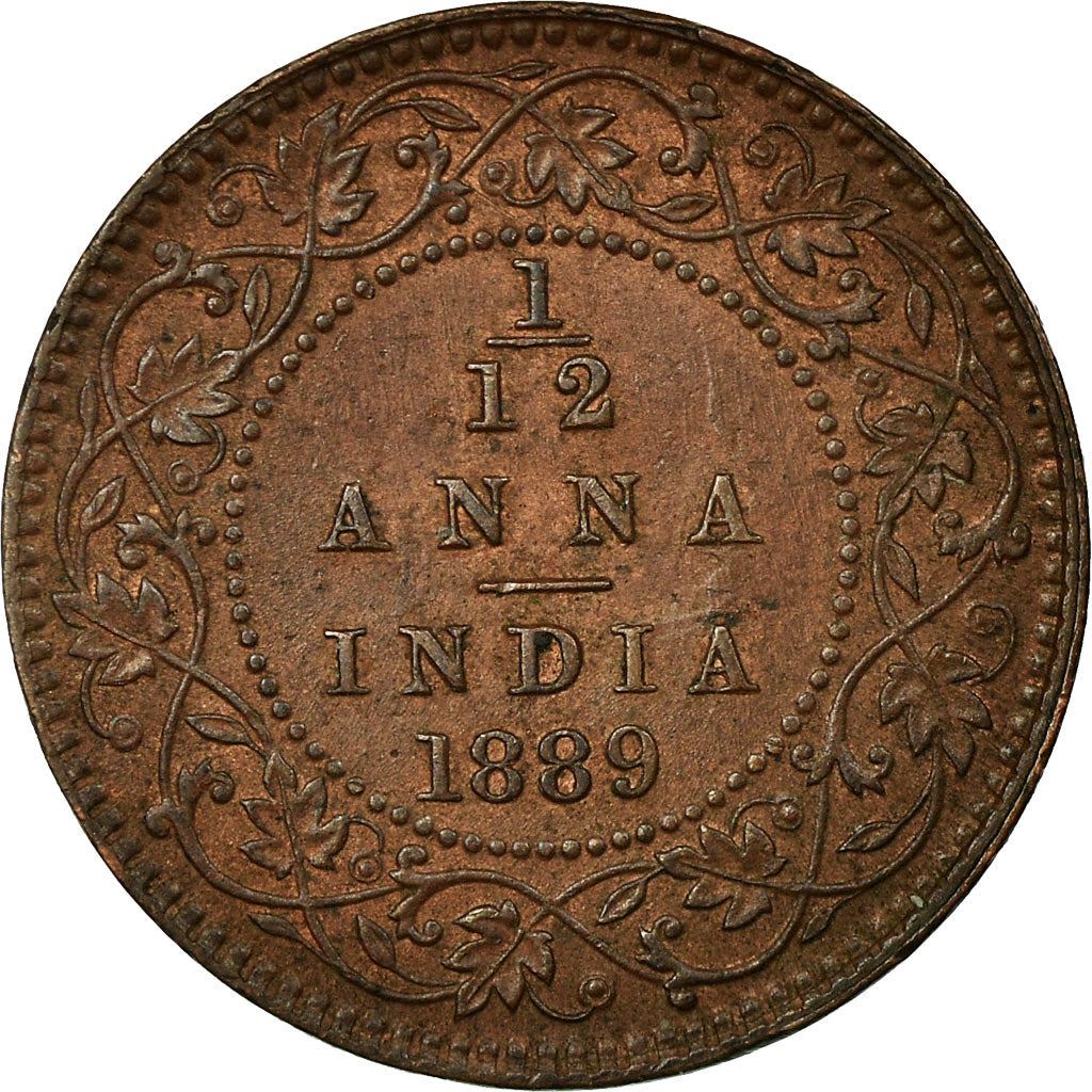 India - British | 1/12 Anna Coin | Queen Victoria | Km:483 | 1877 - 1901