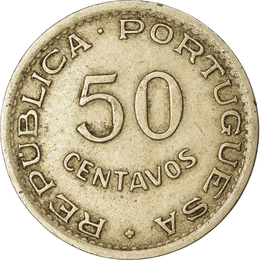 Angola | 50 Centavos Coin | Horse | Elephant | Shield | Km:72 | 1948 - 1950