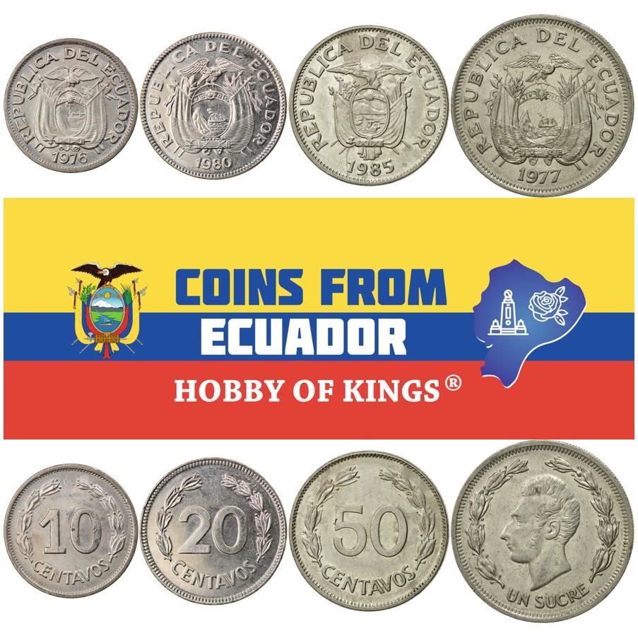 Ecuador | 4-Münzen-Set | 10, 20, 50 Centavos, 1 Sucre | 1974–1985
