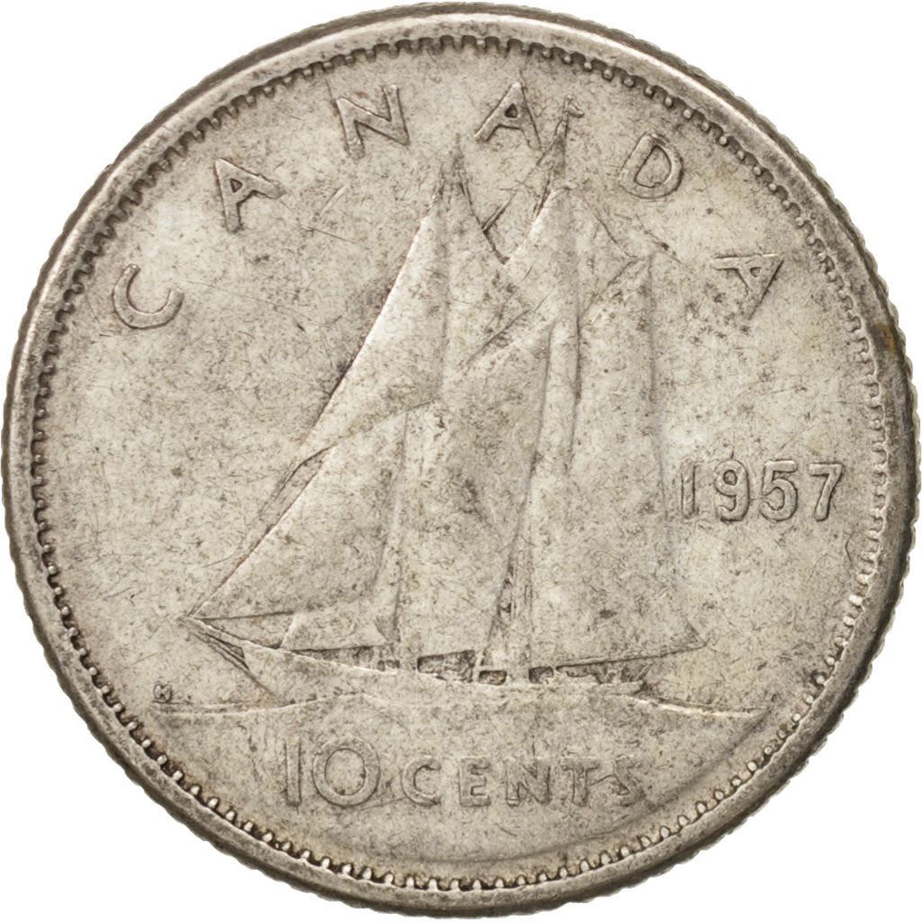 Canada | 10 Cents Coin | Silver | 1st portrait | KM:51 | 1953-1964