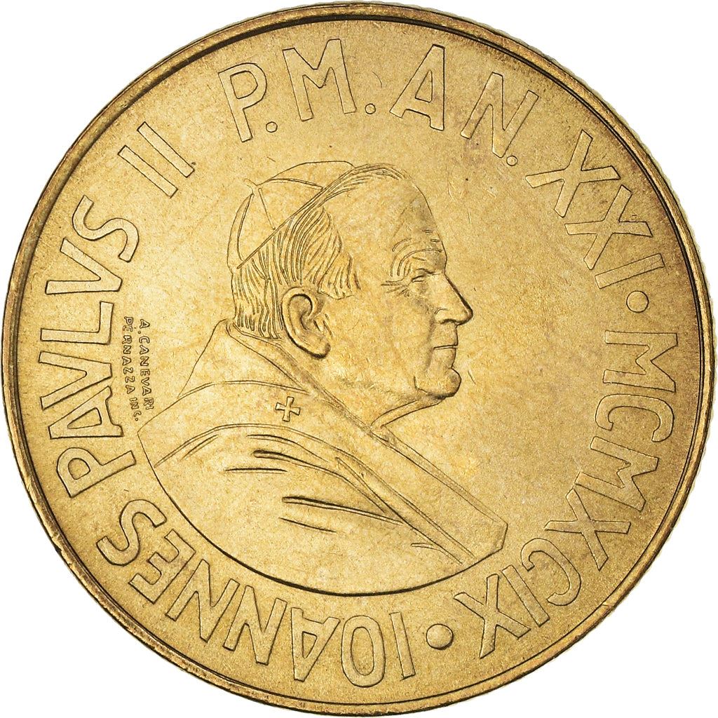 Vatican City | 200 Lire Coin | John Paul II | Km:309 | 1999