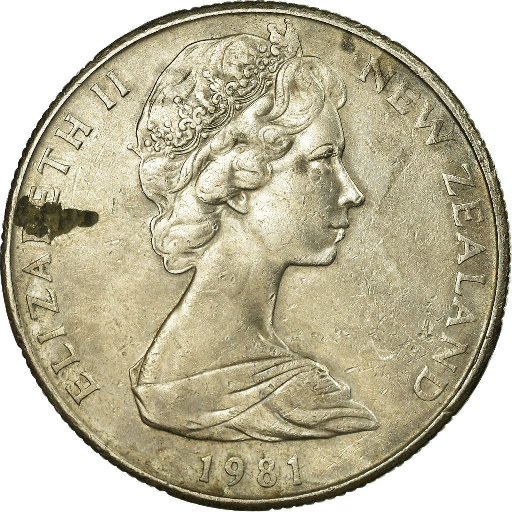 New Zealander 50 Cents Coin | Queen Elizabeth II | Captain James Cook | HMS Endeavour | KM37 | 1967 - 1985