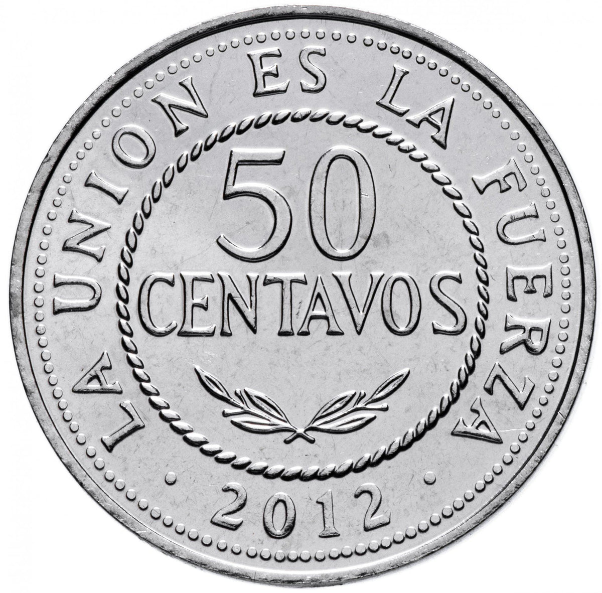 Bolivia | 50 Centavos | Stainless steel | Coat of Arms | KM:216 | 2010-2025
