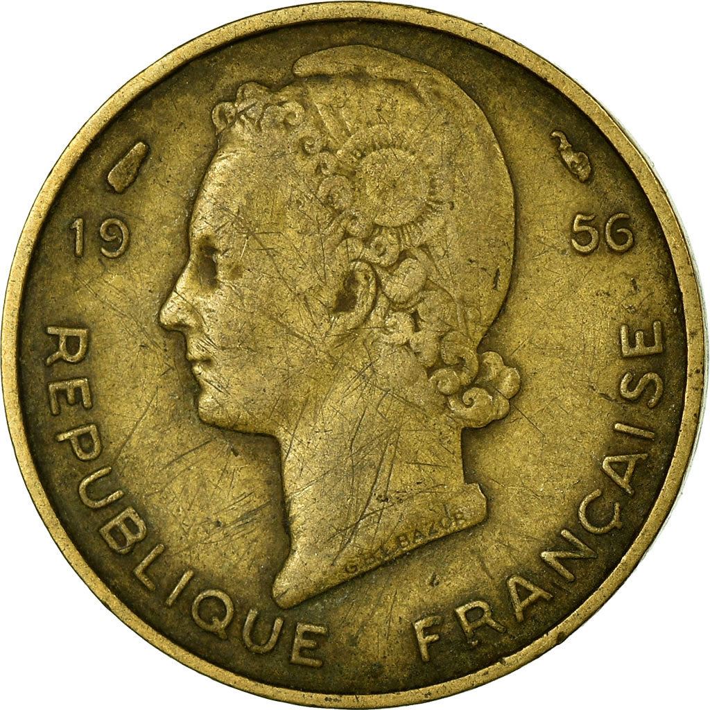 French West Africa | 5 Francs Coin | Marianne | Gazelle | Maize | Km:5 | 1956
