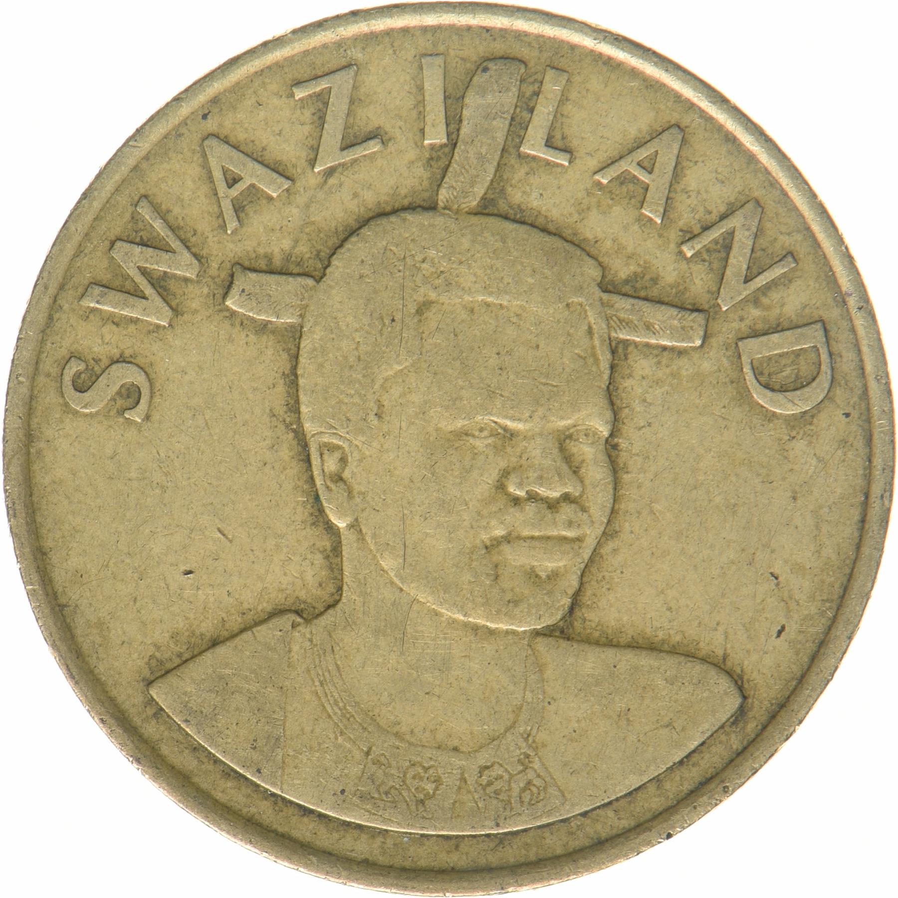 Kingdom of Swaziland | 5 Emalangeni Coin | King Mswati III | Lion | Elephant | KM:68 | 2015