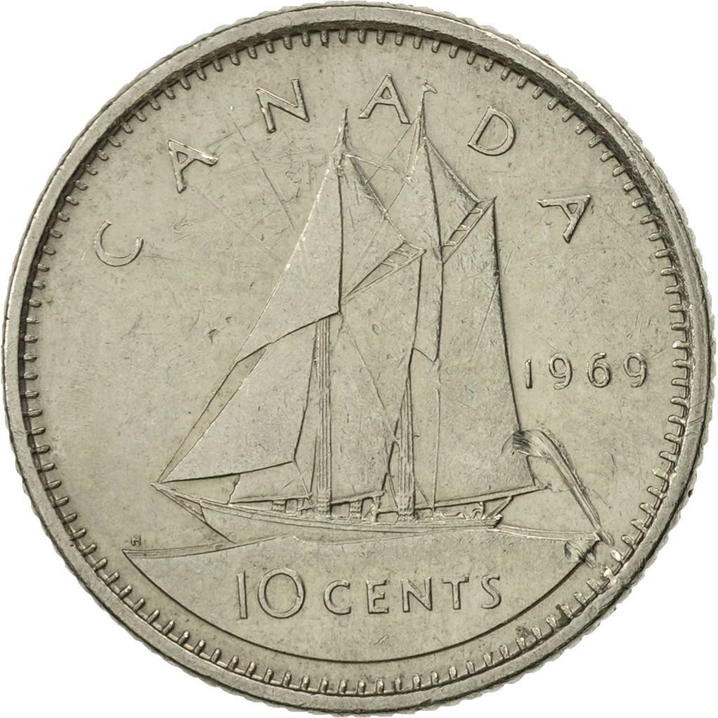 Canada | 10 Cents Coin | Nickel | 2nd portrait | KM:77 | 1969-1989