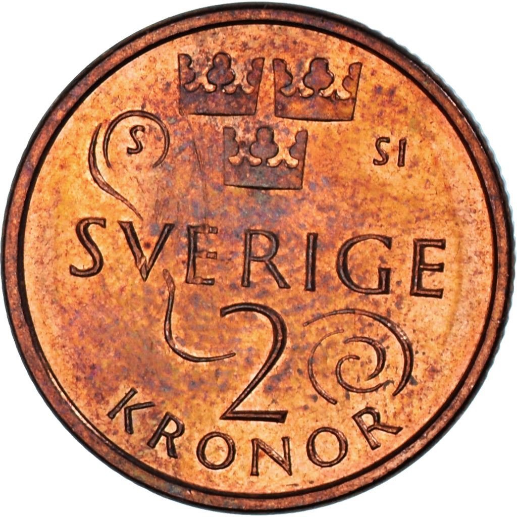 Sweden | 2 Kronor Coin | King Carl XVI Gustaf | Three Crowns | Whirlwind | Km:929 | 2016 - 2020