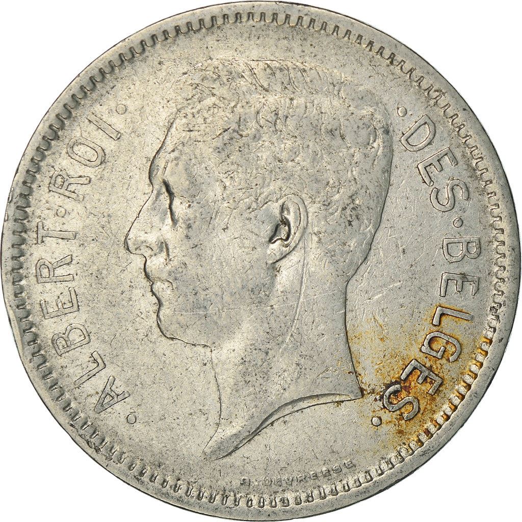Belgisk 1 Belga / 5 Francs Mønt | Albert I Belgique | Stjerne | Oliven | KM97 | 1930 - 1934