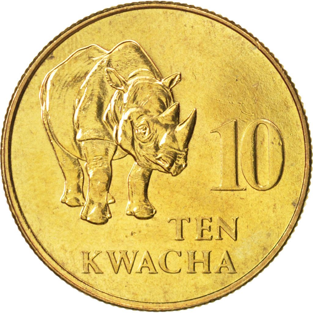 Zambia | 10 Kwacha Coin | Black rhinoceros | Km:32 | 1992