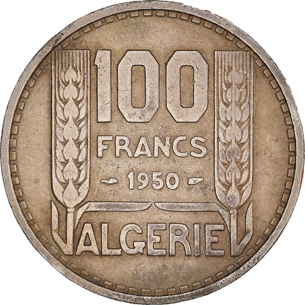 Algeria 100 Francs Coin | Marianne | Phrygian Cap | KM93 | 1950 - 1952