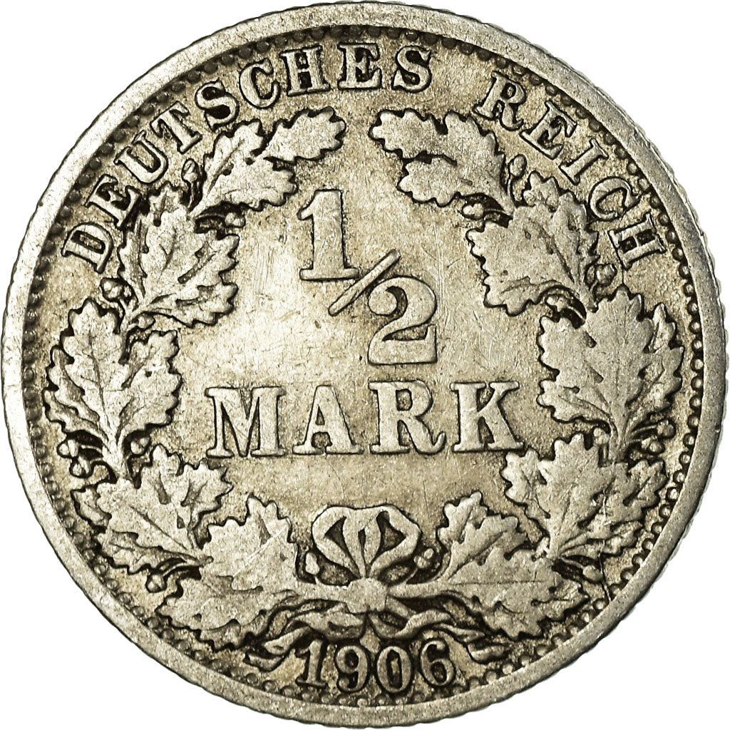 German Empire 1/2 Mark Coin | Deutsches Reich | Wilhelm II | Type 2 | KM17 | 1905 - 1919