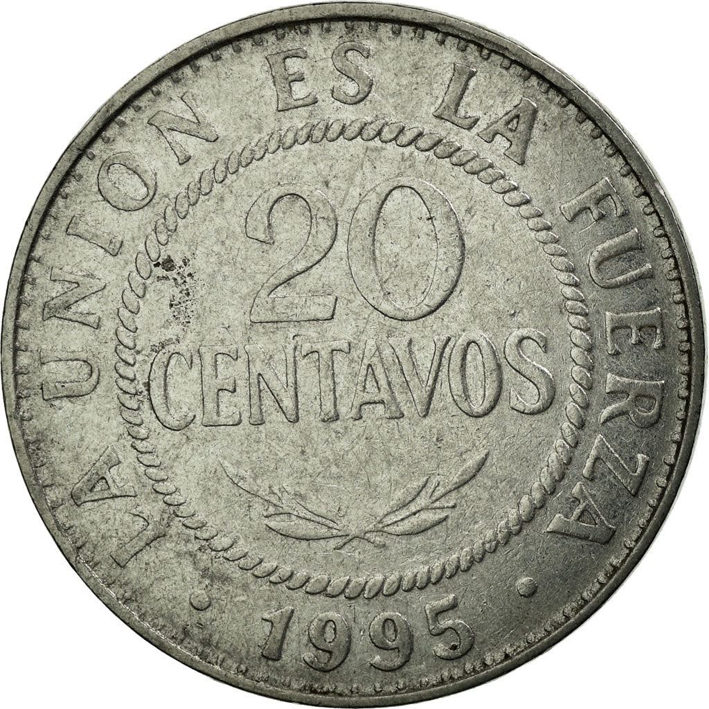 Bolivia | 20 Centavos Coin | Stainless steel | Coat of Arms | KM:203 | 1987-2008
