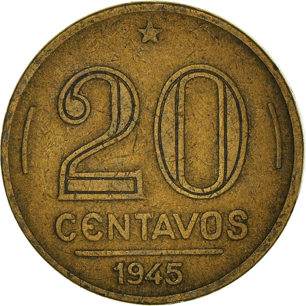 Brazil 20 Centavos Coin | KM556a | 1943 - 1948