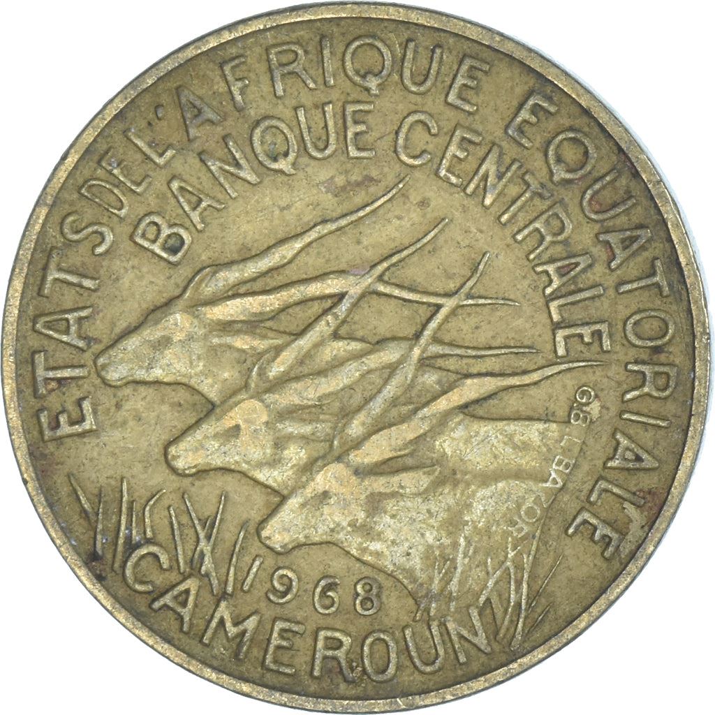 Central African States | 5 Francs Cfa Coin | Antelope | Crops | Km:1A | 1965 - 1972
