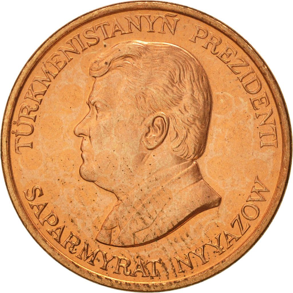 Turkmenistan | 5 Tenne Coin | President Niyazov | Wreath | Km:2 | 1993