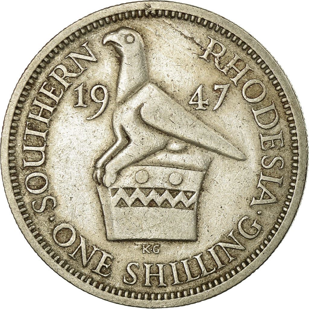 Southern Rhodesia | 1 Shilling Coin | George VI | Zimbabwe Bird | Km:18B | 1947