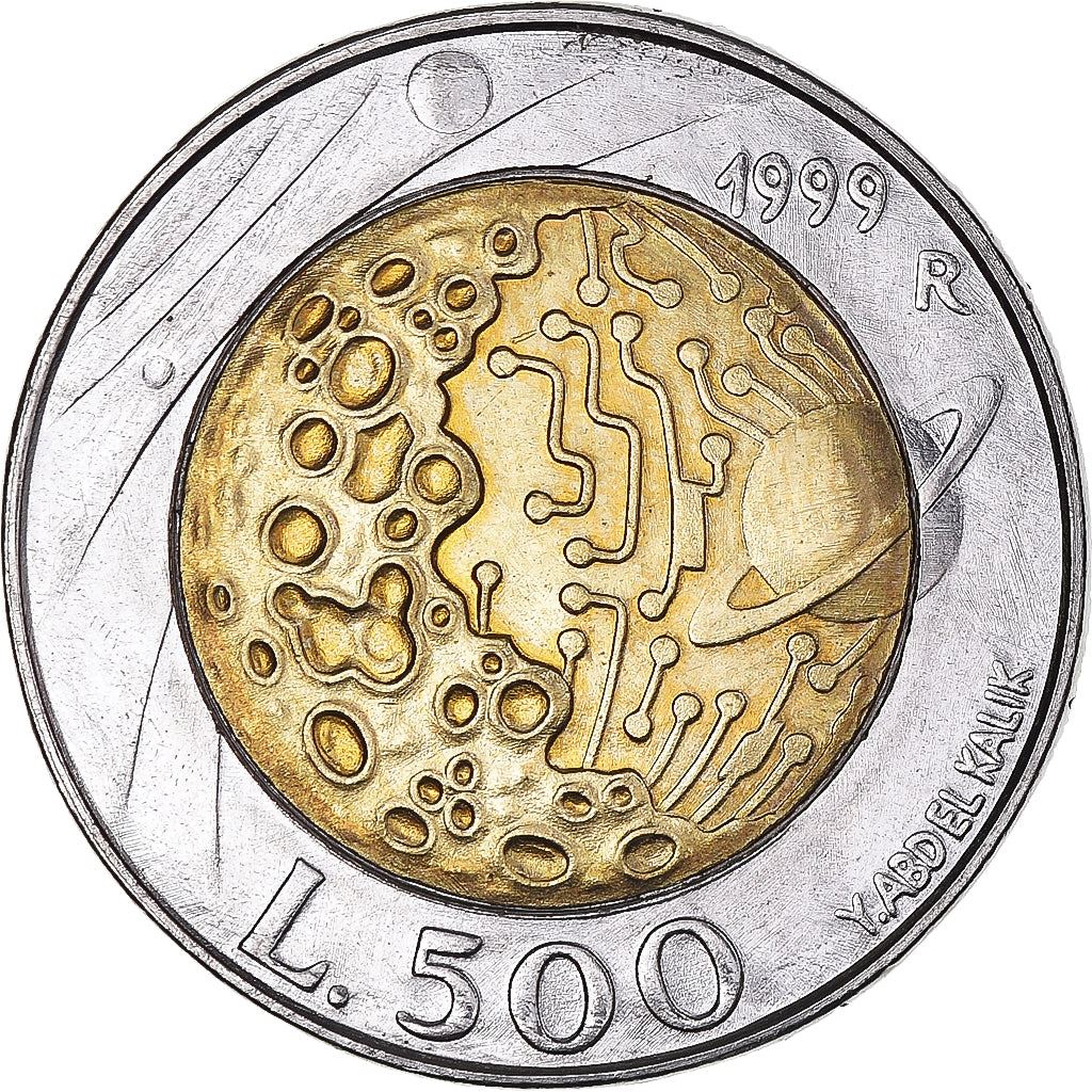 San Marino | 500 Lire Coin | Moon's surface | Km:394 | 1999