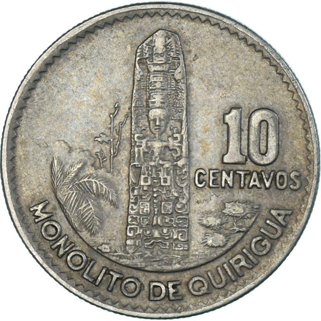 Guatemala | 10 Centavos Coin | Mayan Pillar | Km:267 | 1965 - 1970