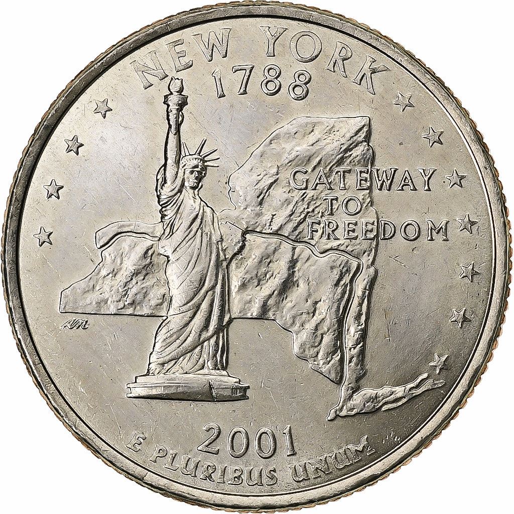 United States | 1/4 Dollar Coin | New York | Km:318 | 2001
