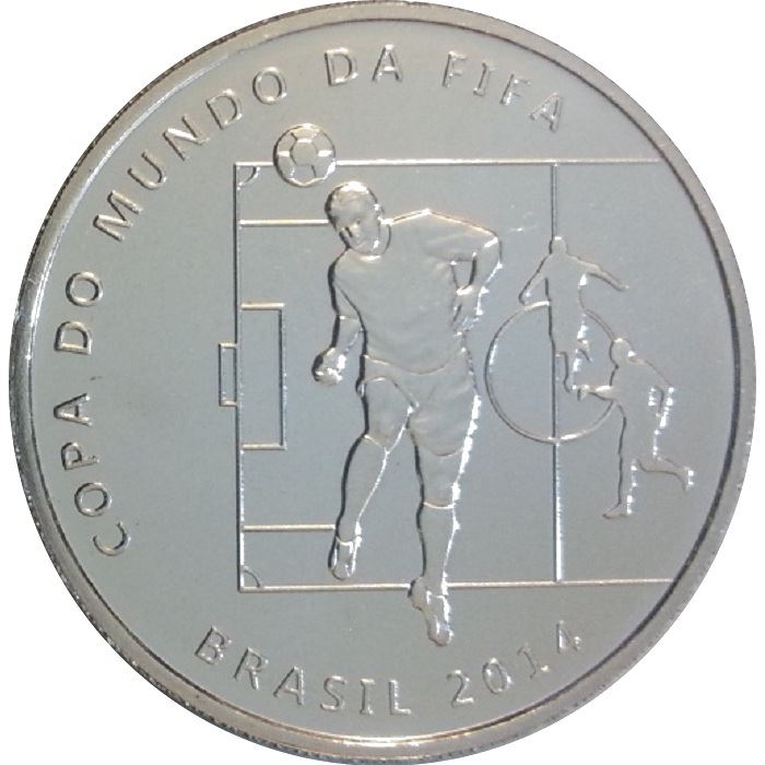Brazil 2 Reais Coin | FIFA World Cup | 2014 - Heading the Ball | KM693 | 2014