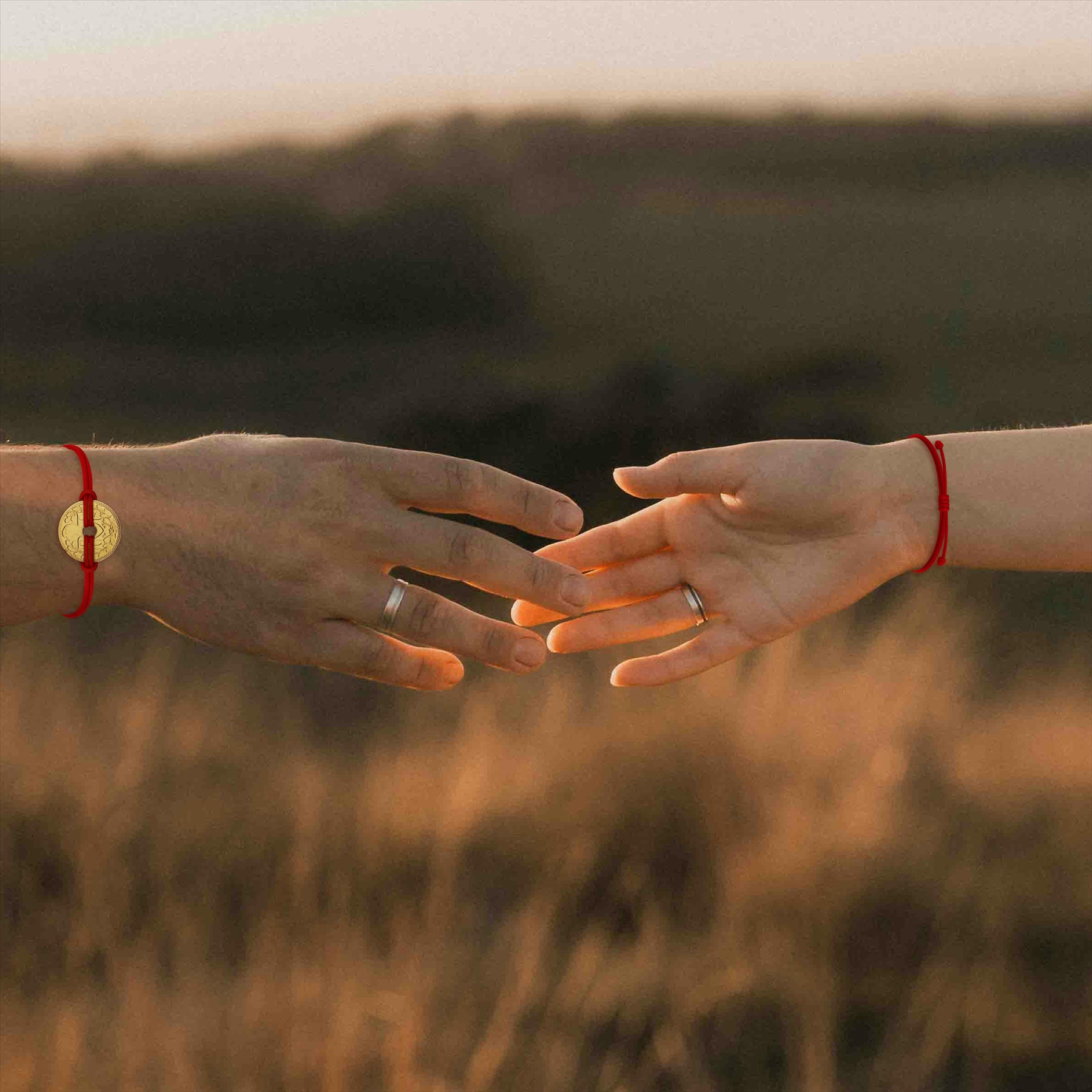 Good Luck Coin Bracelet | Red String Thread Wristband | France Coin 10 Centimes | 18k Gold Plated Fortune Wealth & Protection