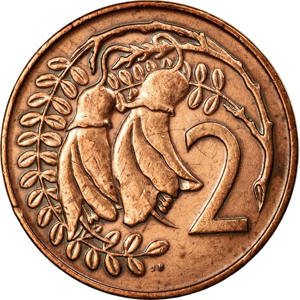 New Zealander 2 Cents Coin | Queen Elizabeth II | Kowhai Flowers | KM32 | 1967 - 1985