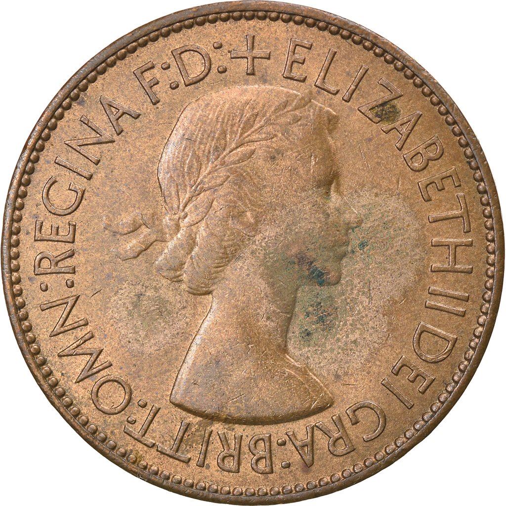 United Kingdom | 1 Penny Coin | Britannia | KM:883 | 1953