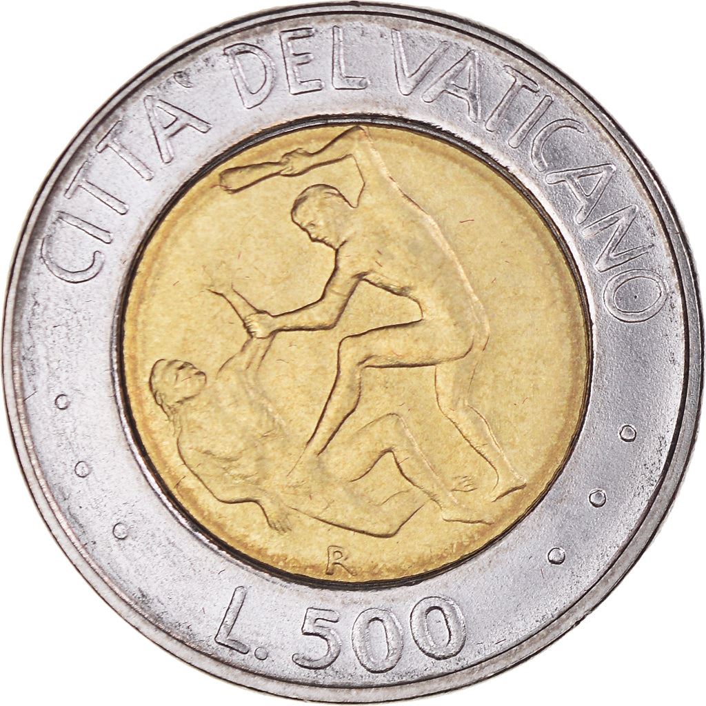 Vatican City | 500 Lire Coin | Cain slaying Abel | Km:267 | 1995