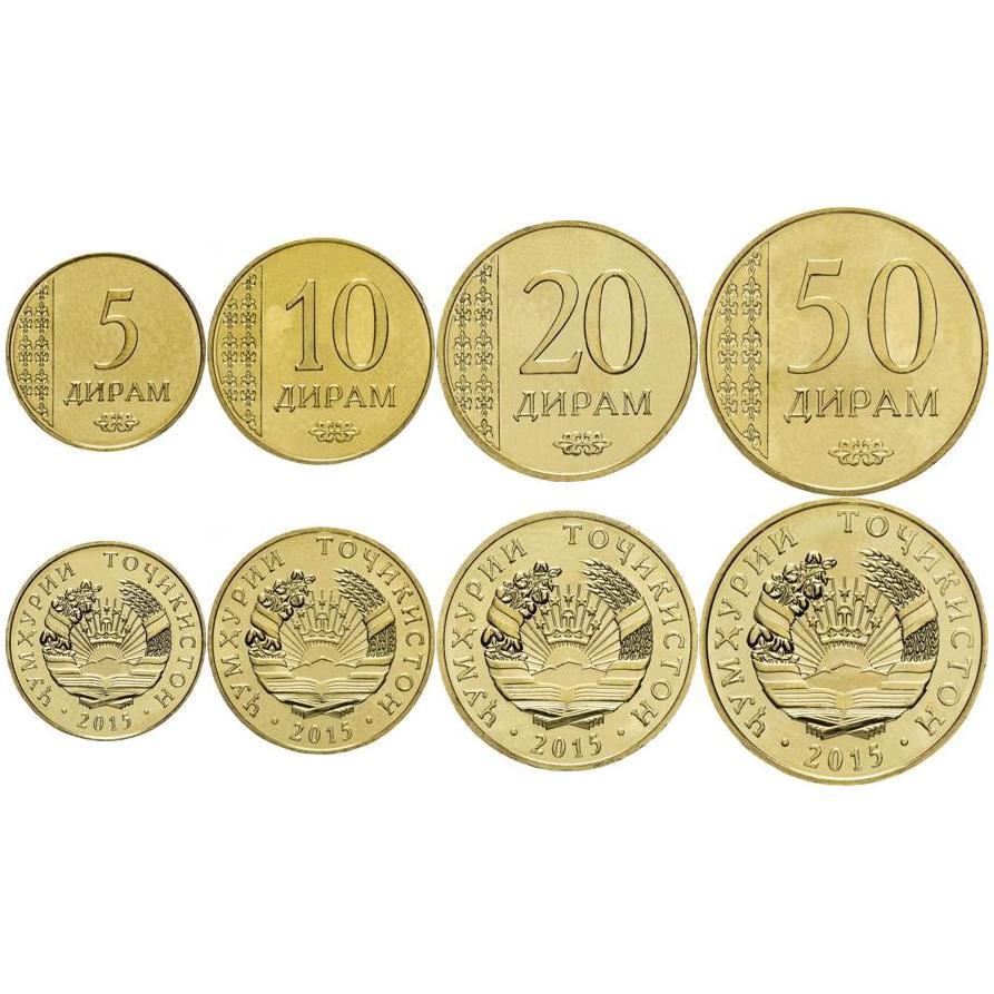 Tajikistan | 4 Coin Set | 5 10 20 50 Diram | 2015