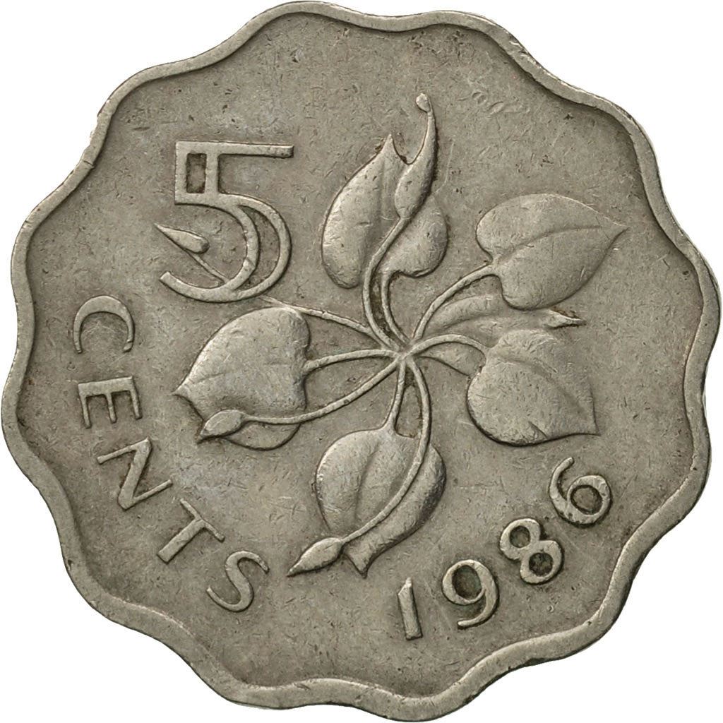 Moneta 5 centów Eswatini | Król Mswati III | Lilia arumska | KM40.1 | 1986